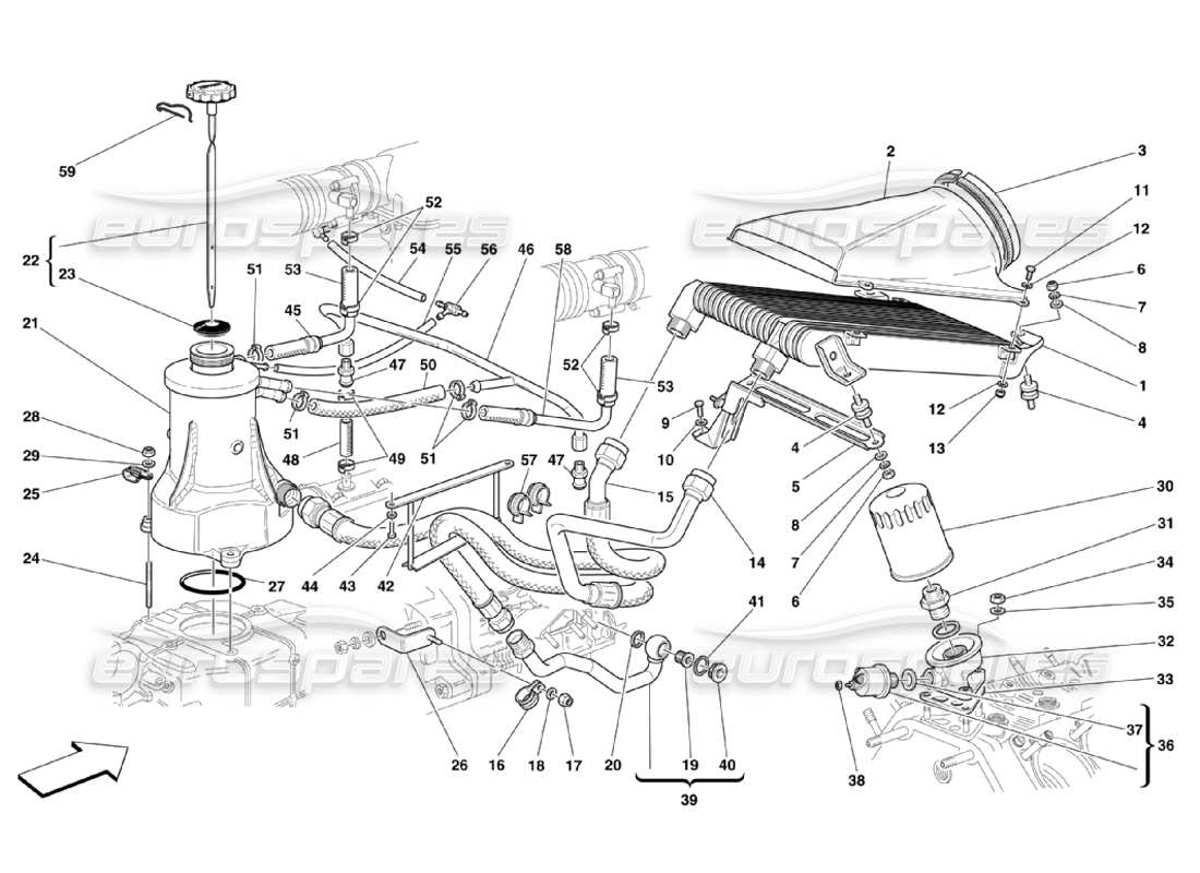 ferrari 360 challenge stradale lubrication system and blow-by system part diagram