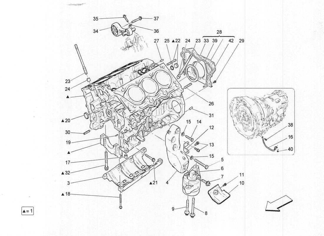 maserati qtp. v6 3.0 bt 410bhp 2wd 2017 crankcase part diagram