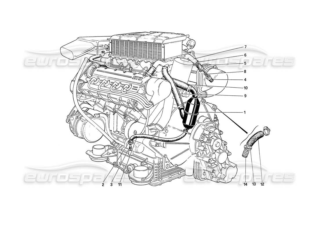 ferrari 208 turbo (1989) blow - by system part diagram