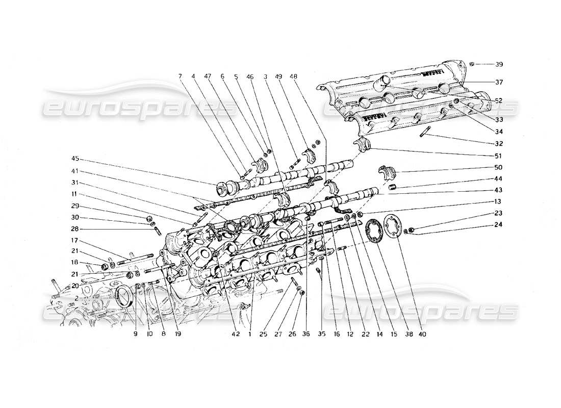 ferrari 308 gt4 dino (1979) cylinder head (left) part diagram