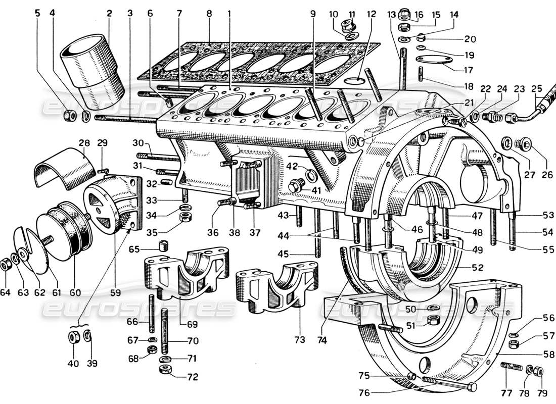 ferrari 330 gtc coupe crankase part diagram