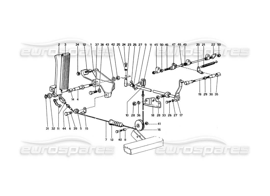 ferrari 246 dino (1975) throttle control part diagram