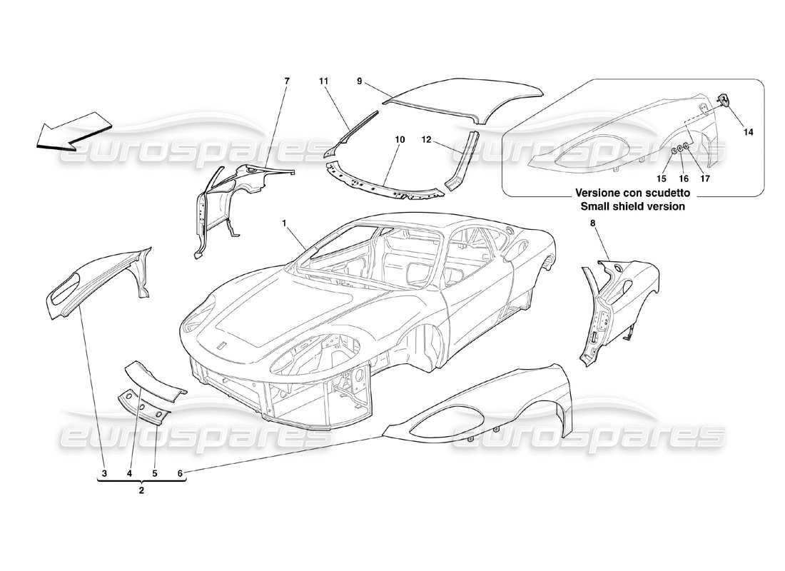 ferrari 360 challenge (2000) body - outer trims part diagram