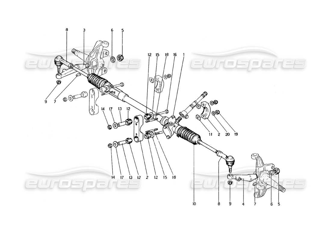 ferrari 308 gt4 dino (1979) steering box and linkage part diagram