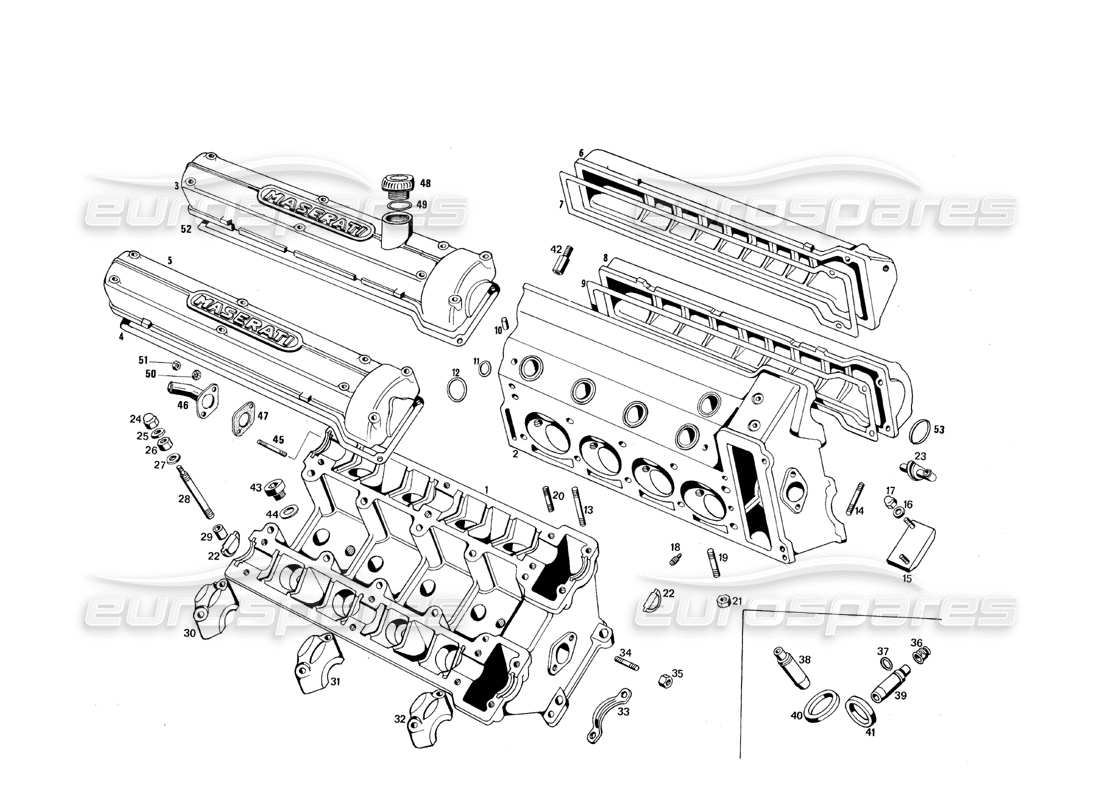 maserati qtp.v8 4.9 (s3) 1979 cylindar heads part diagram