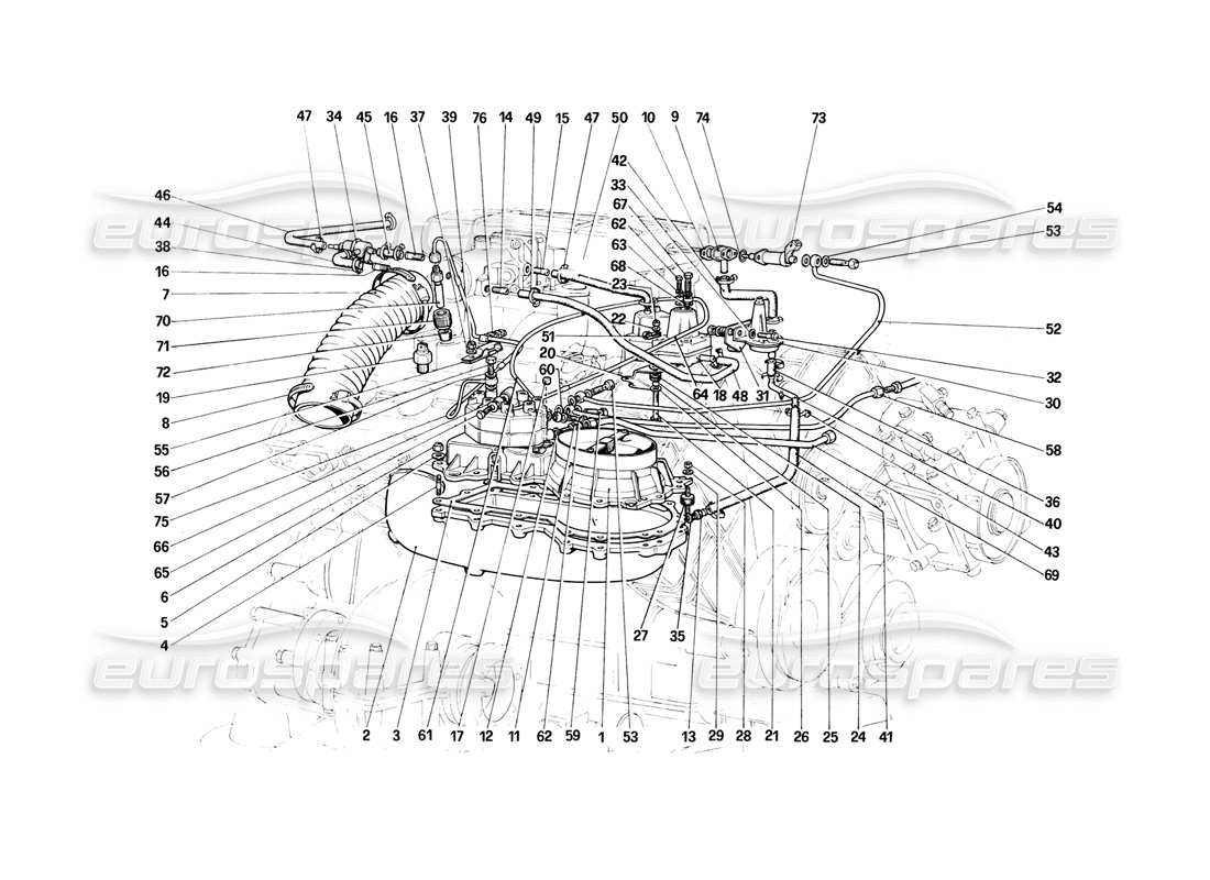 ferrari 308 (1981) gtbi/gtsi fuel injection system - fuel distributors, lines part diagram