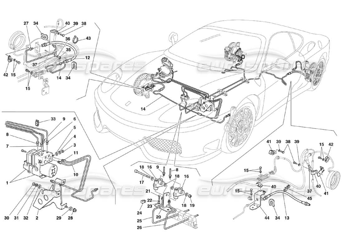 ferrari 360 challenge stradale brake system part diagram