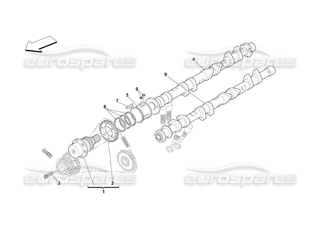 maserati qtp. (2003) 4.2 camshafts for lh cylinder head part diagram