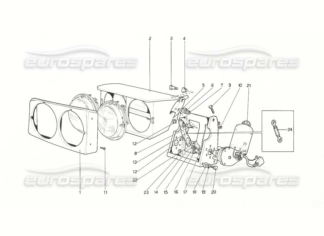 ferrari 308 gt4 dino (1976) headlights lifting device part diagram