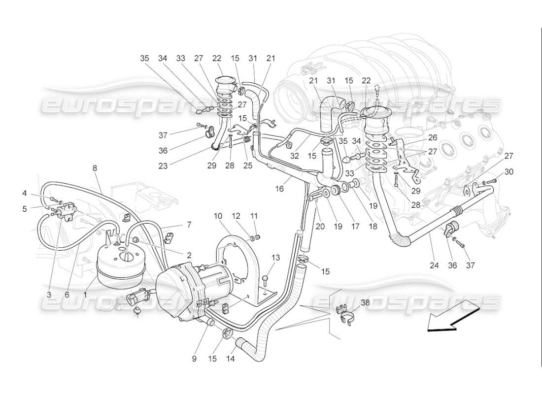 maserati qtp. (2009) 4.2 auto additional air system part diagram