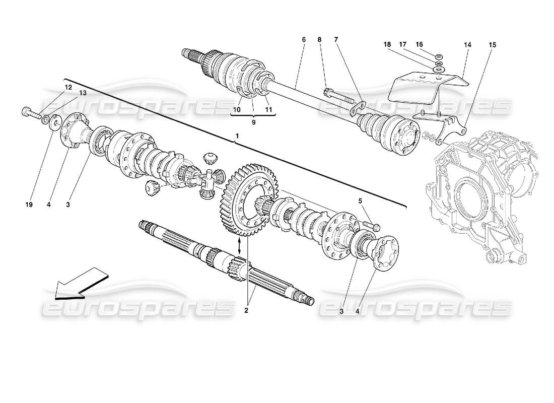 ferrari 355 (2.7 motronic) differential & axle shafts part diagram