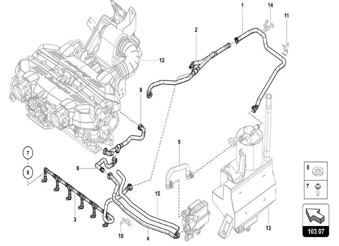 lamborghini centenario spider engine - ventilation for cylinder head cover part diagram