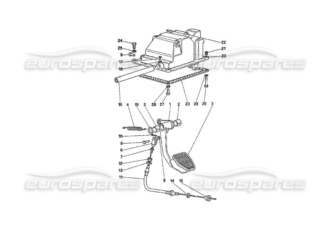 ferrari 208 turbo (1989) clutch release control (for car with antiskid system) part diagram