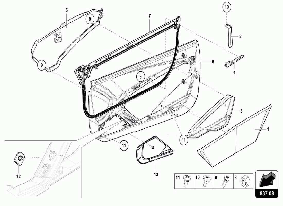 lamborghini centenario spider door panel part diagram