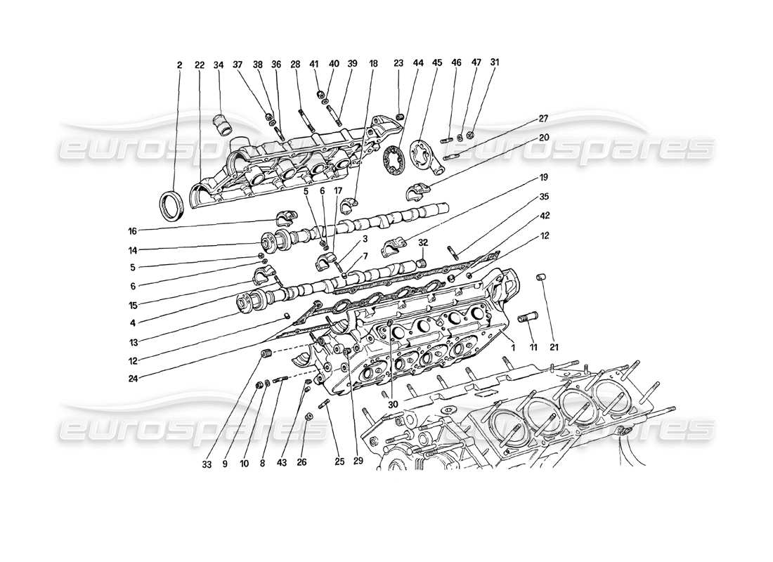 ferrari 208 turbo (1989) cylinder head (right) part diagram