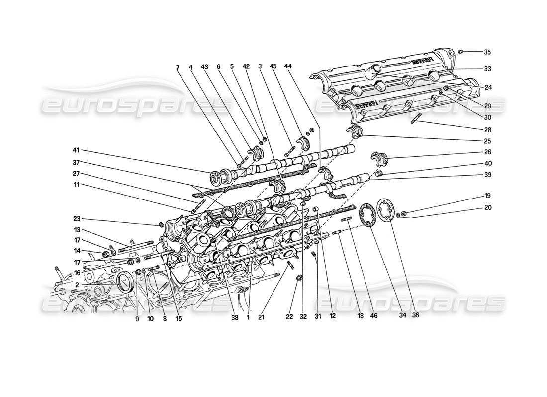 ferrari 208 turbo (1989) cylinder head (left) part diagram