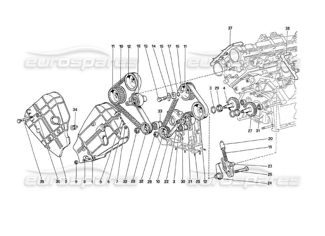 ferrari 208 turbo (1989) timing system - controls part diagram