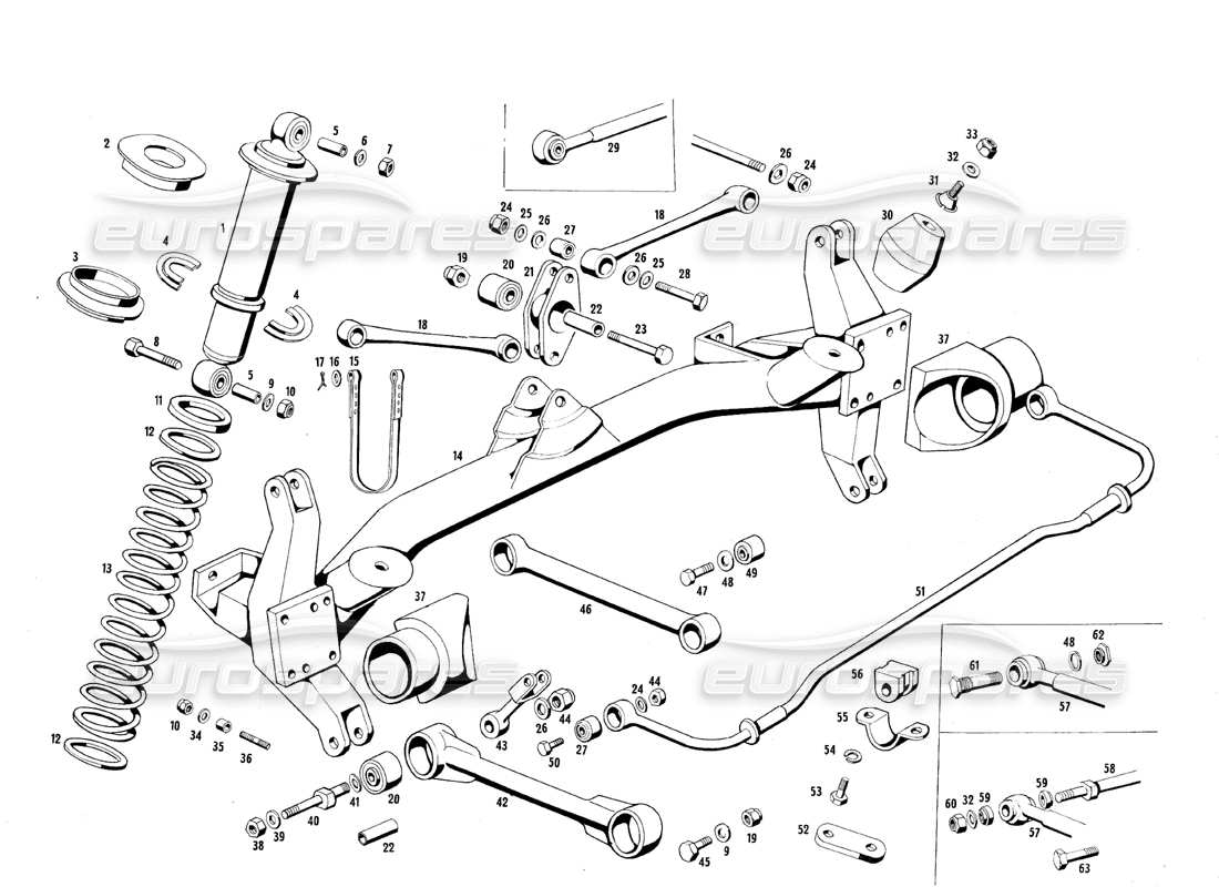 maserati qtp.v8 4.7 (s1 & s2) 1967 rear suspension part diagram