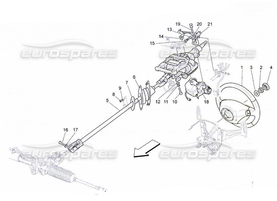 maserati qtp. (2010) 4.2 steering column and steering wheel unit part diagram