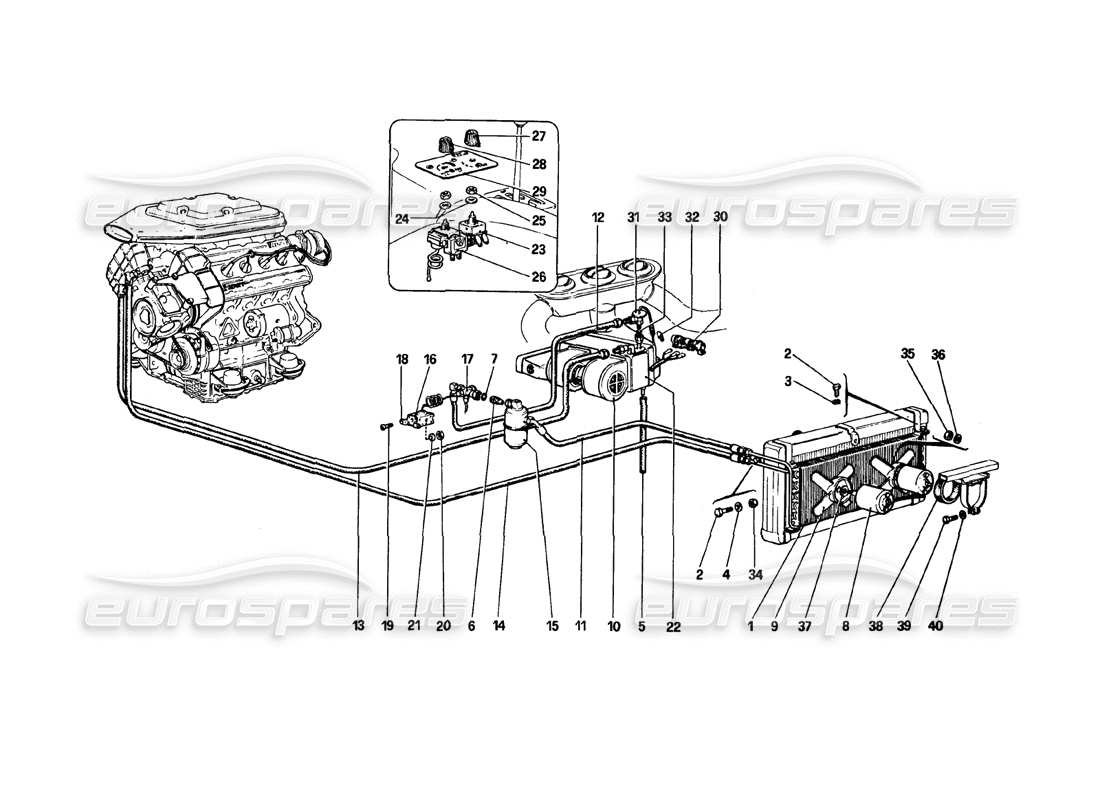 ferrari 308 gtb (1980) air conditioning system part diagram