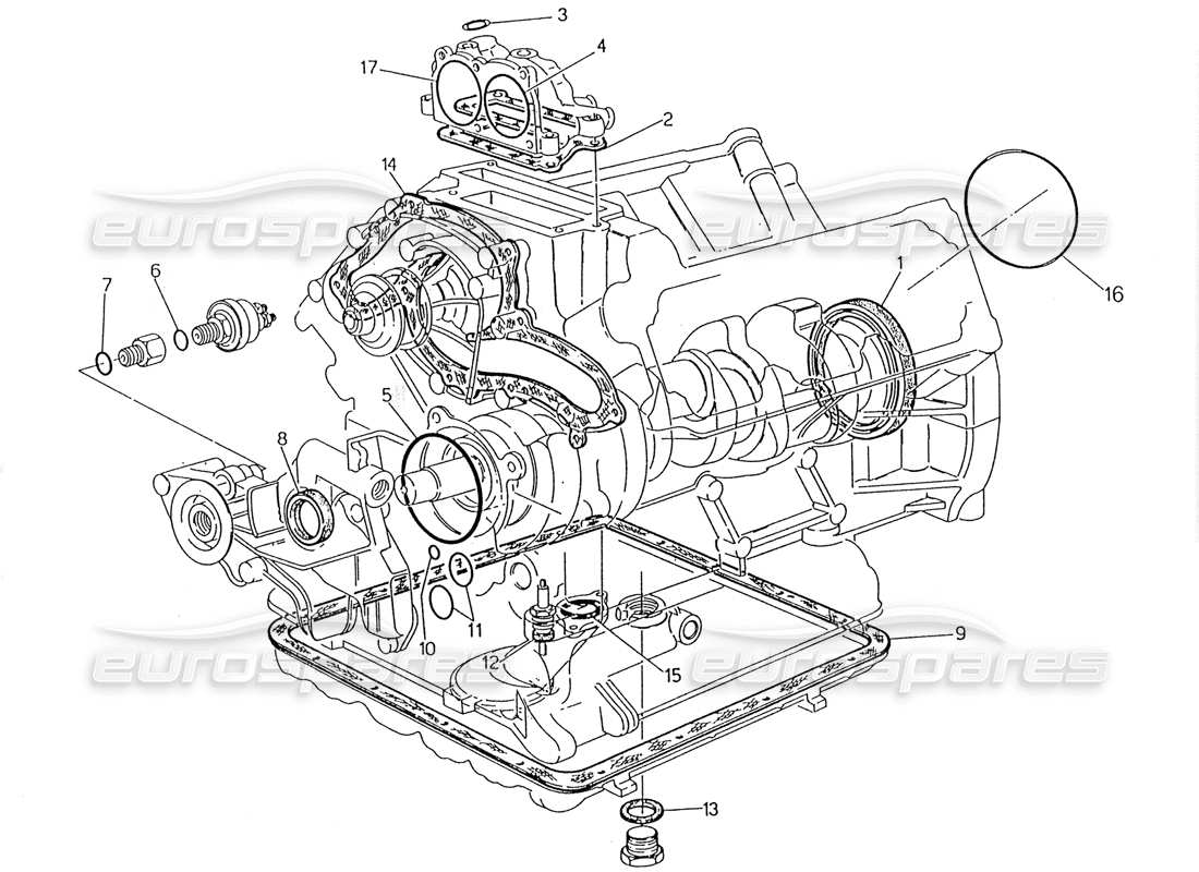 maserati 228 gasket and oil seals for block overhaul part diagram