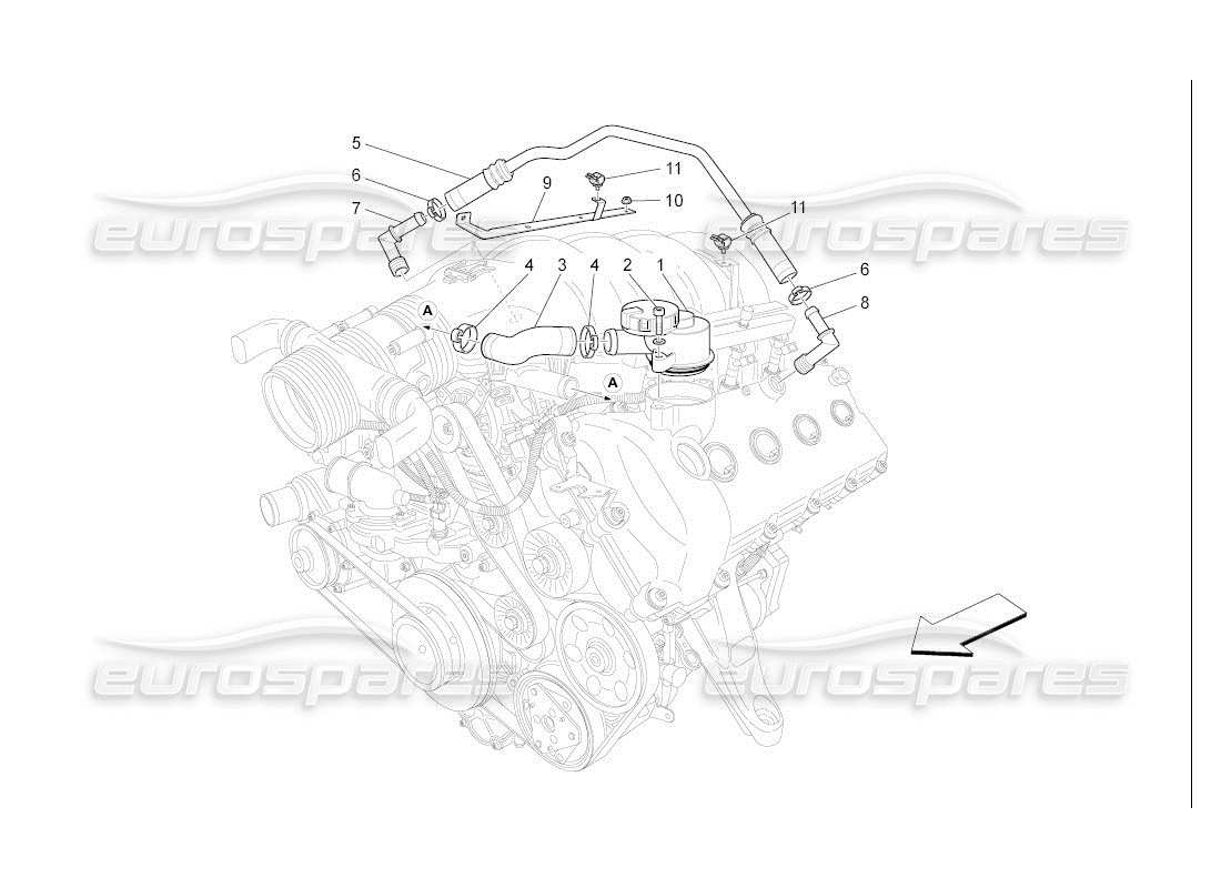 maserati qtp. (2007) 4.2 auto oil vapour recirculation system part diagram