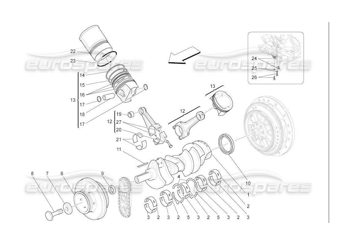 maserati qtp. (2007) 4.2 auto crank mechanism part diagram