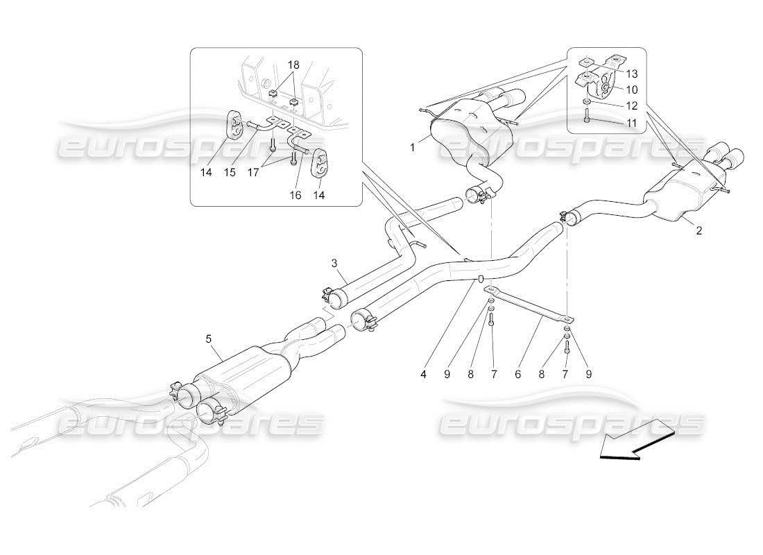 maserati qtp. (2011) 4.7 auto silencers part diagram