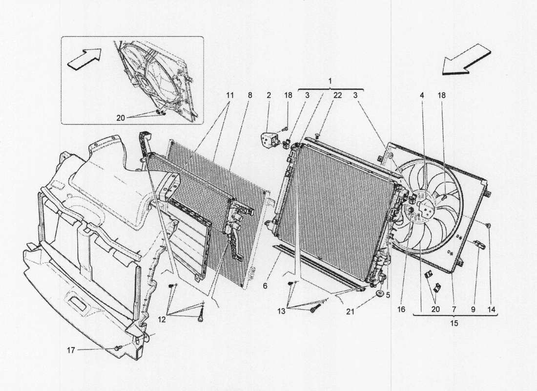 maserati qtp. v6 3.0 bt 410bhp 2wd 2017 cooling: air radiators and ducts part diagram