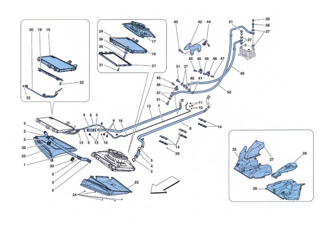 ferrari 458 challenge raffreddamento - radiatori e convogliatori aria part diagram