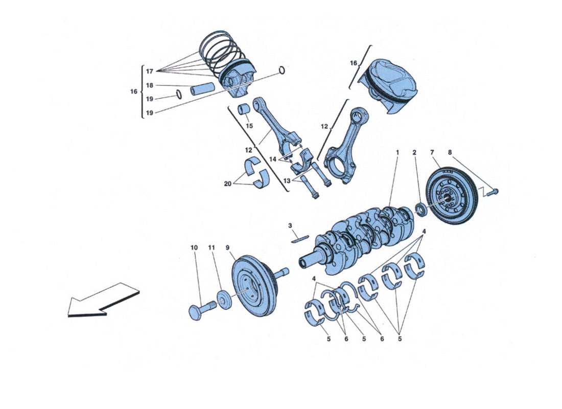 ferrari 458 challenge albero motore - bielle e pistoni part diagram