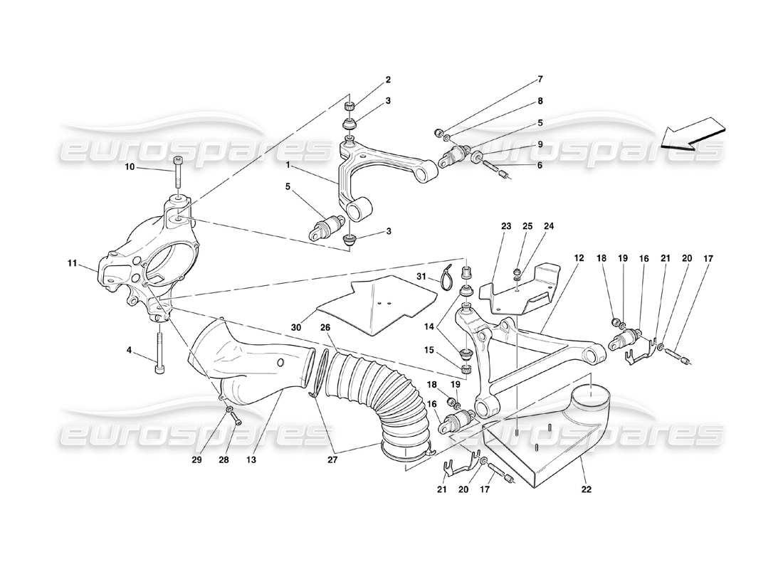 ferrari 360 challenge (2000) front suspension - wishbones part diagram