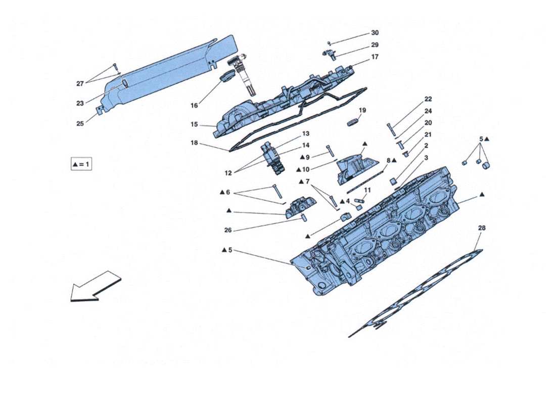 ferrari 458 challenge testa cilindri destra part diagram