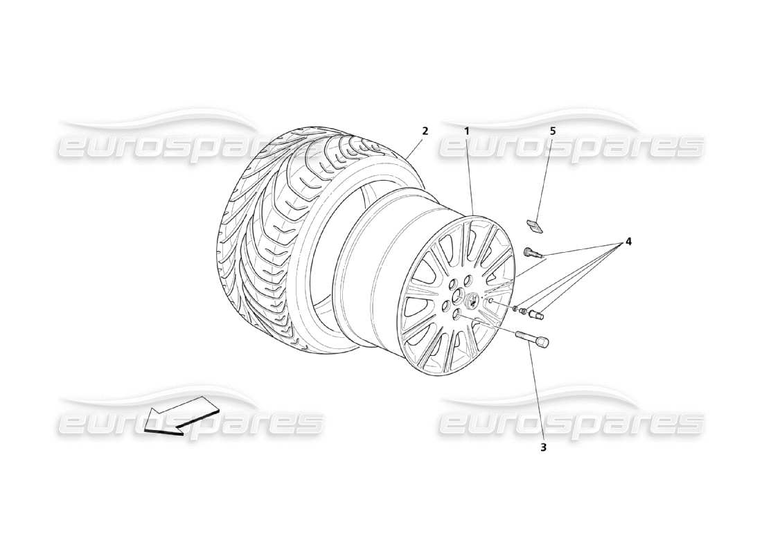 maserati qtp. (2003) 4.2 wheel rim and tyre part diagram