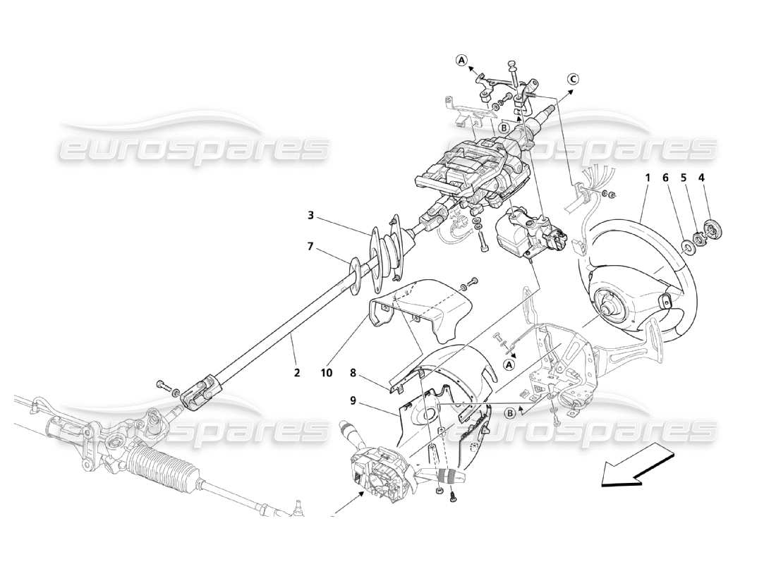 maserati qtp. (2003) 4.2 shaft and steering wheel group part diagram