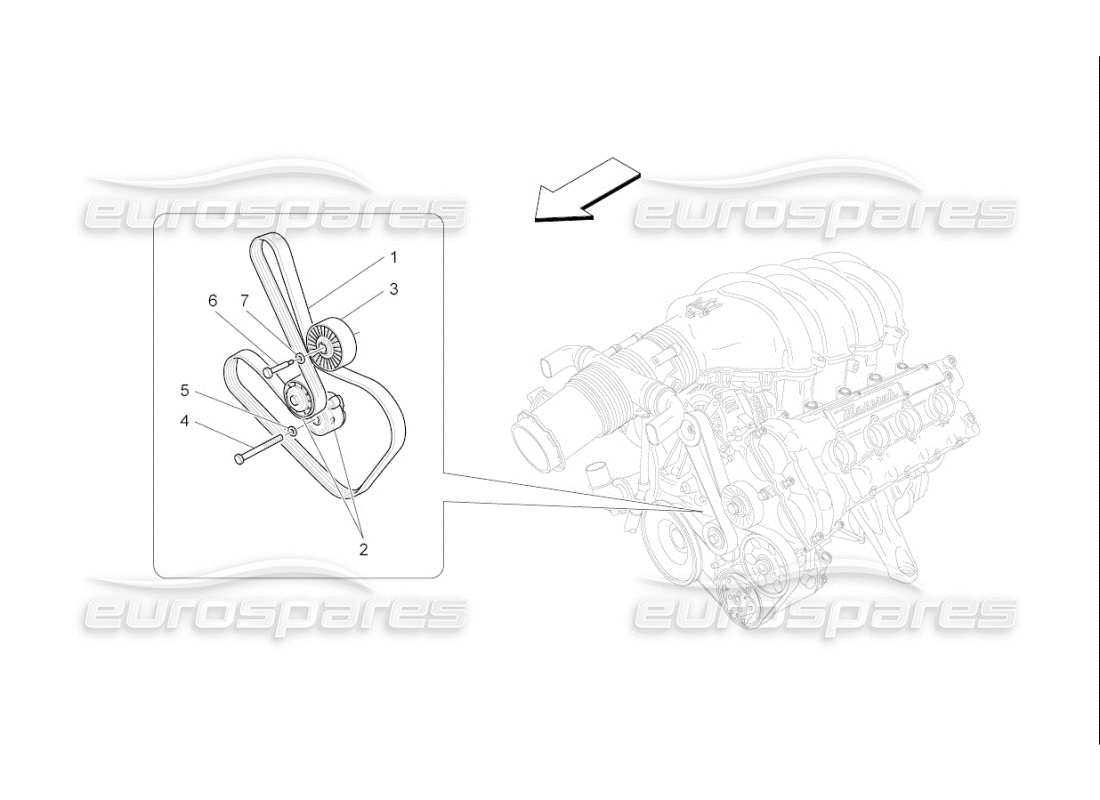 maserati qtp. (2007) 4.2 f1 auxiliary device belts part diagram