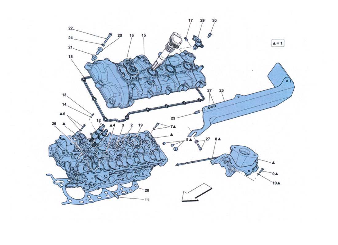 ferrari 458 challenge testa cilindri sinistra part diagram