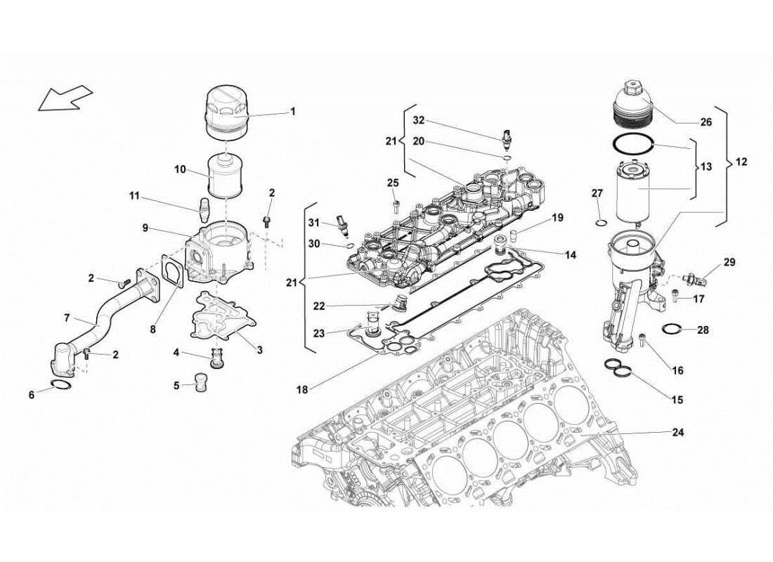 lamborghini gallardo sts ii sc oil filter part diagram