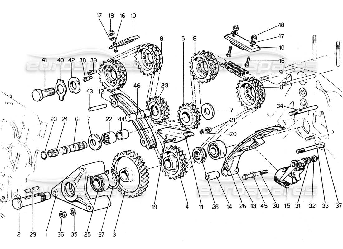 ferrari 365 gtc4 (mechanical) timing chains part diagram