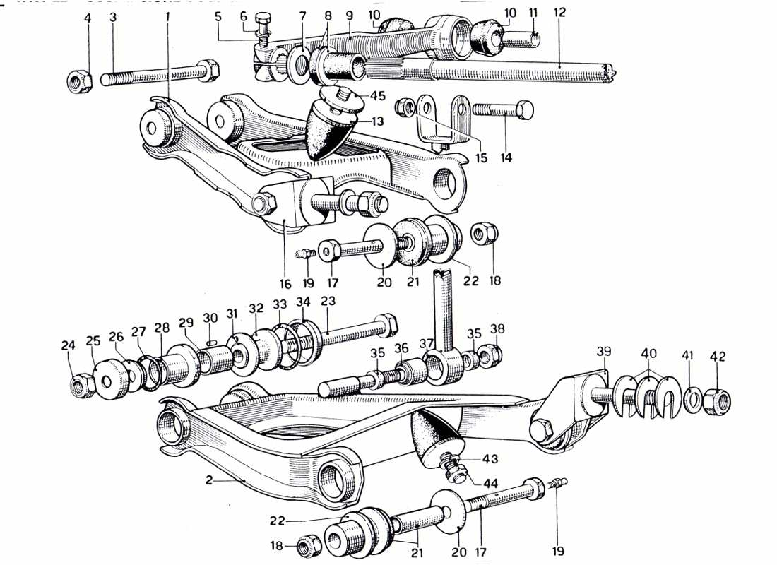 ferrari 330 gtc coupe rear suspension - levers part diagram