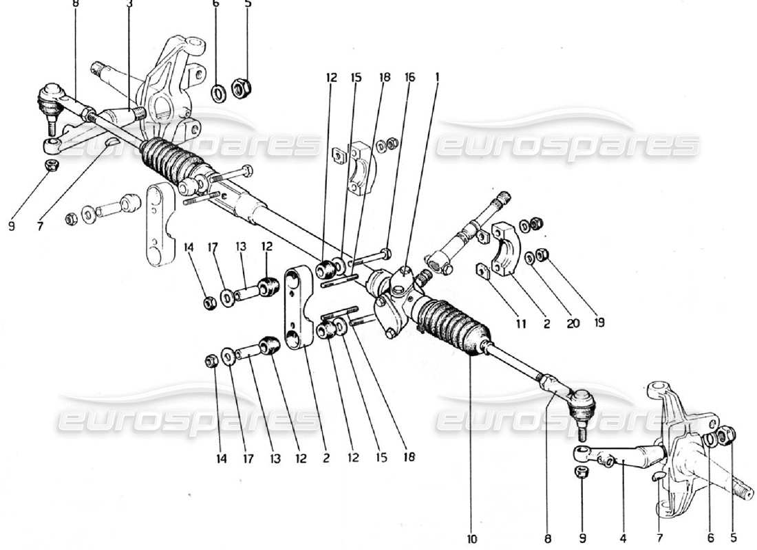 ferrari 308 gtb (1976) steering box and linkage part diagram