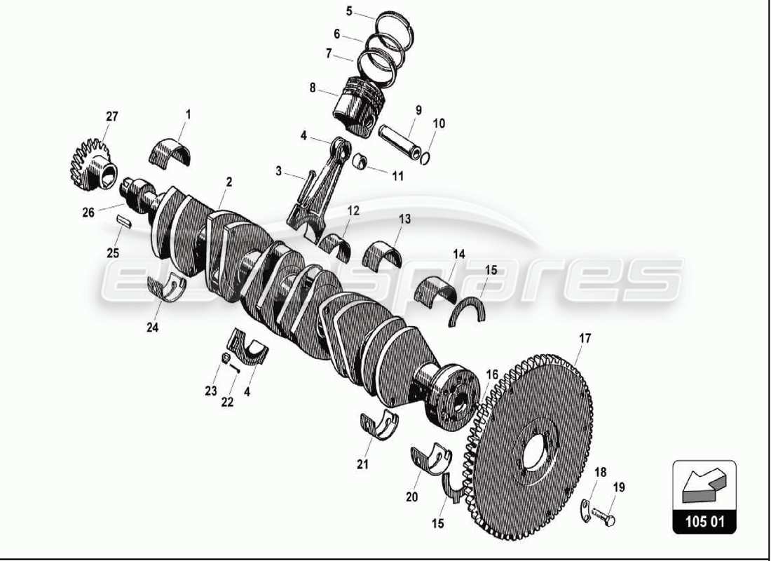 lamborghini 350 gt crankshaft -connecting rod part diagram