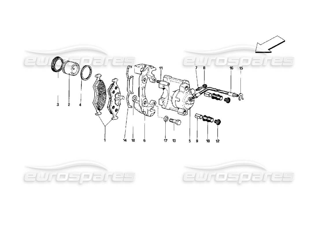 ferrari mondial 3.4 t coupe/cabrio calipers for rear brakes part diagram