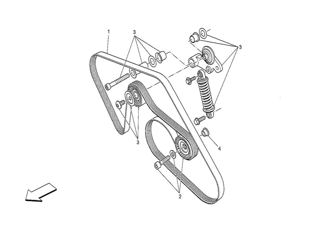 maserati qtp. v8 3.8 530bhp 2014 auxiliary device belts part diagram