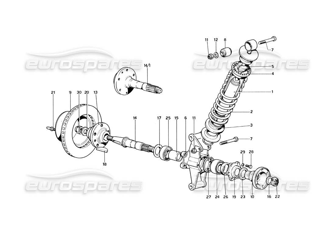 ferrari 246 dino (1975) rear suspension - shock absorber part diagram