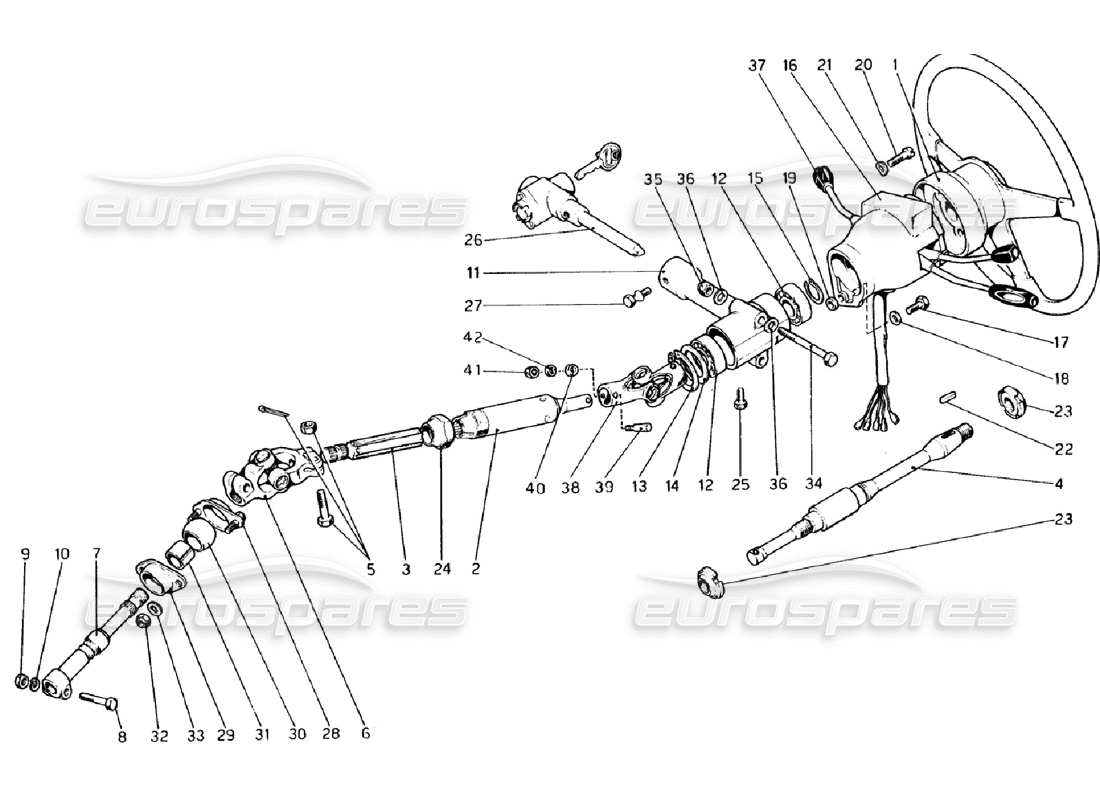 ferrari 308 gtb (1976) steering column part diagram