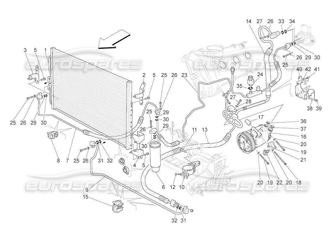 maserati qtp. (2010) 4.2 auto a c unit: engine compartment devices part diagram