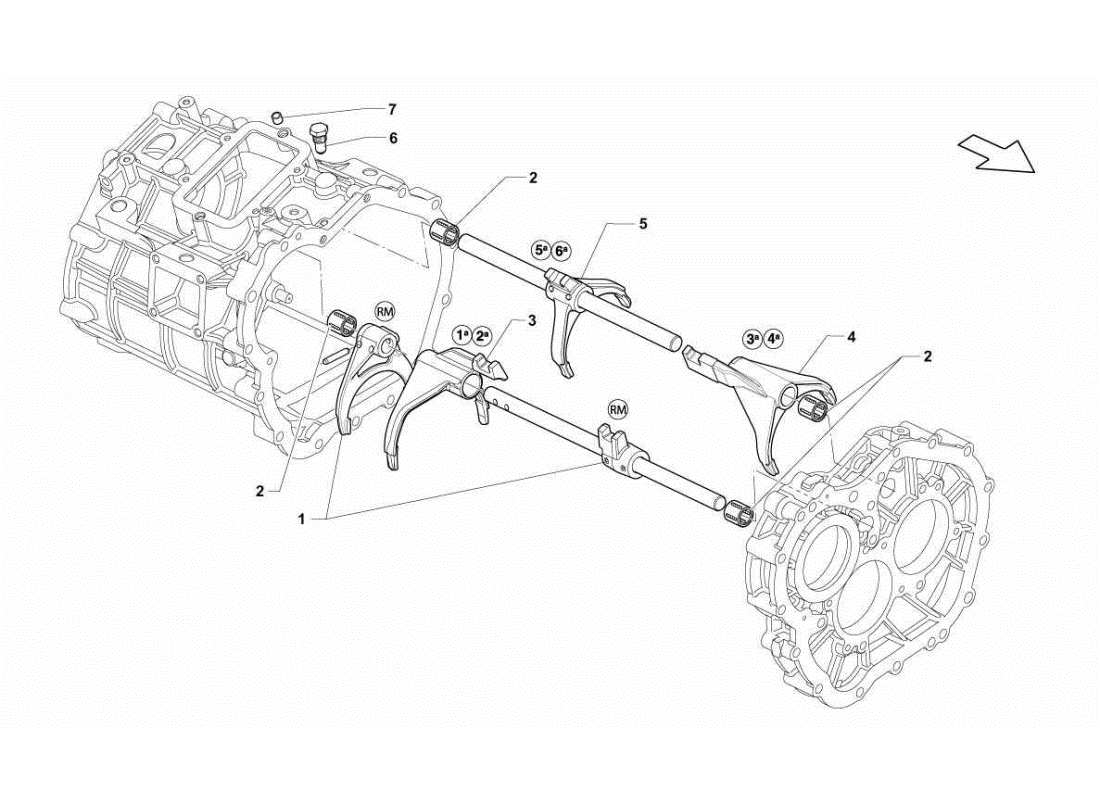 lamborghini gallardo sts ii sc gearbox shifting rods and forks part diagram