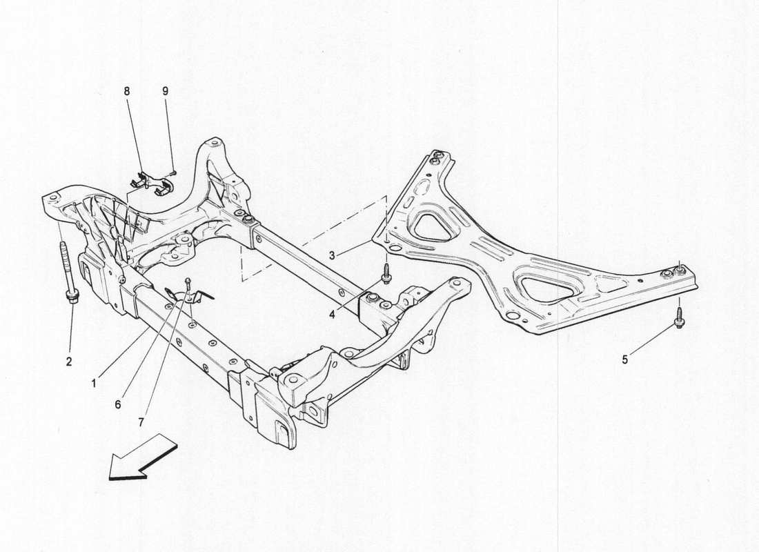 maserati qtp. v6 3.0 bt 410bhp 2wd 2017 front underchassis part diagram