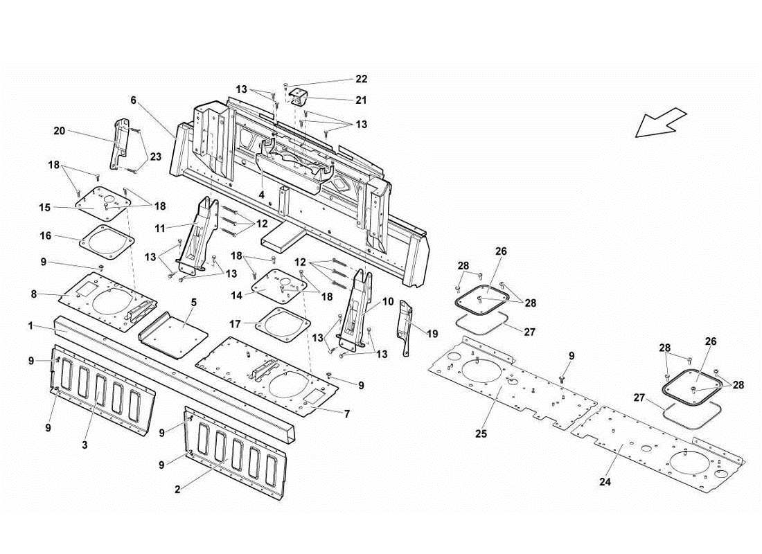 lamborghini gallardo lp570-4s perform center frame elements part diagram